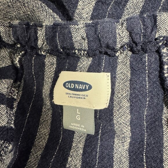 Old Navy Tank Top Dress L Shift Linen Blend Blue Pockets Boho Festival Hippie - Picture 7 of 11